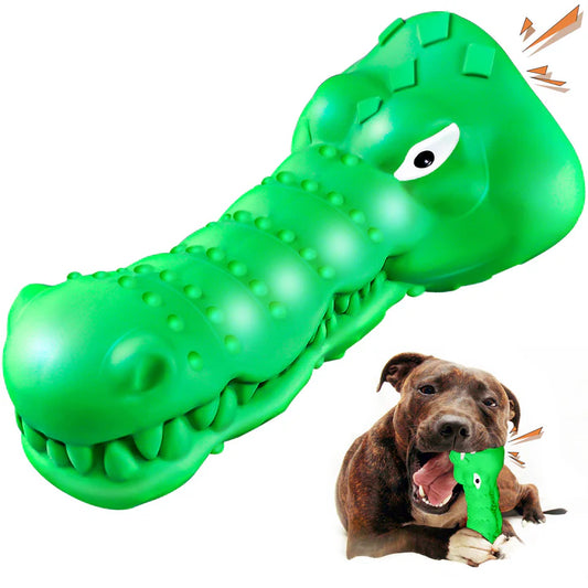 Green Rubber Alligator Head Dog Chew Toy For Aggressive Chewers