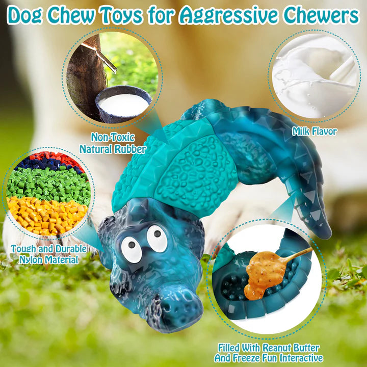 Blue Alligator Dog Chew Toy For Aggressive Chewers