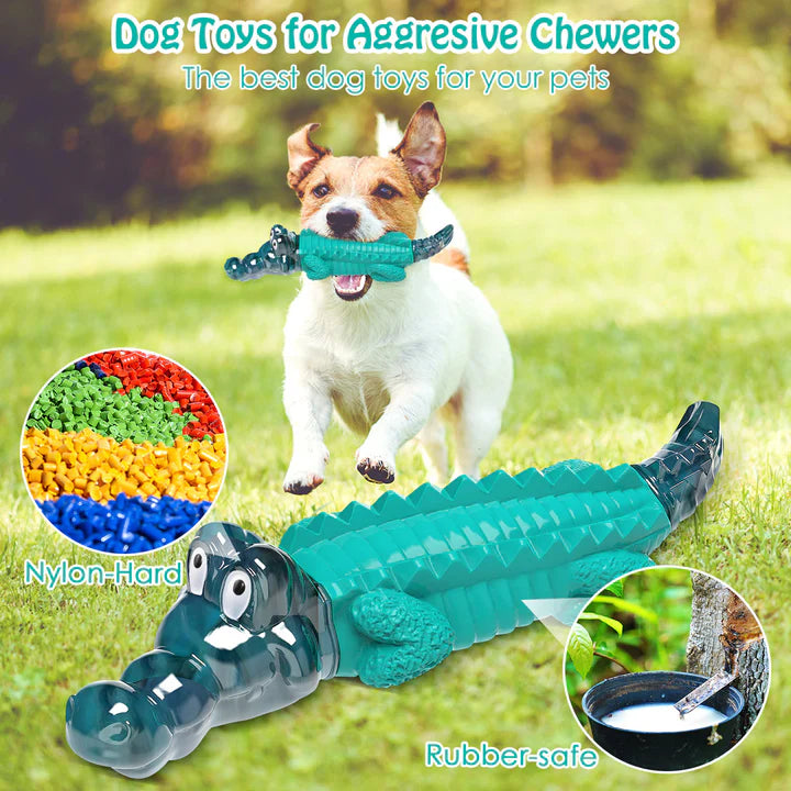 Blue Alligator Dog Chew Toy For Aggressive Chewers
