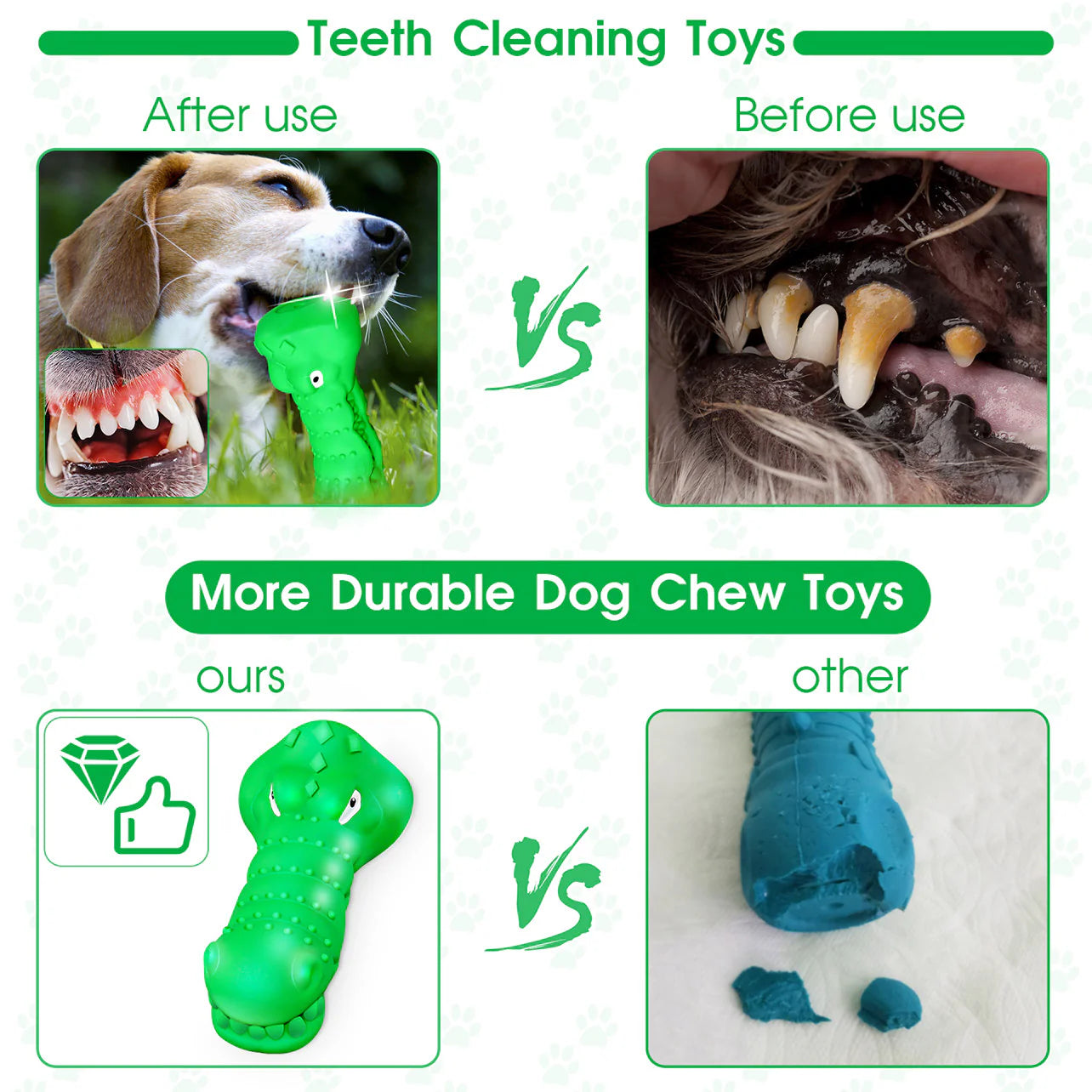 Green Rubber Alligator Head Dog Chew Toy For Aggressive Chewers