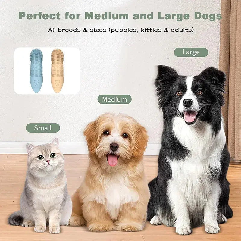 360° Dog Finger Toothbrush – Food Grade Silicone for Pets’ Dental Care PawsMagics