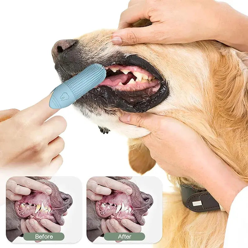 360° Dog Finger Toothbrush – Food Grade Silicone for Pets’ Dental Care PawsMagics