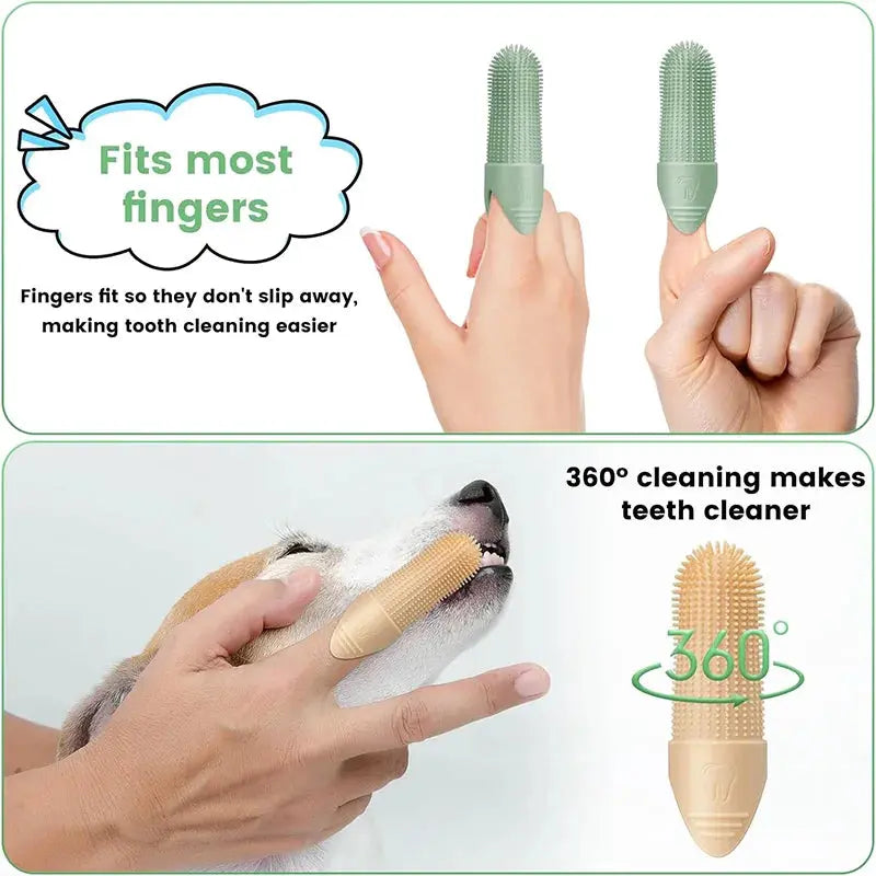 360° Dog Finger Toothbrush – Food Grade Silicone for Pets’ Dental Care PawsMagics