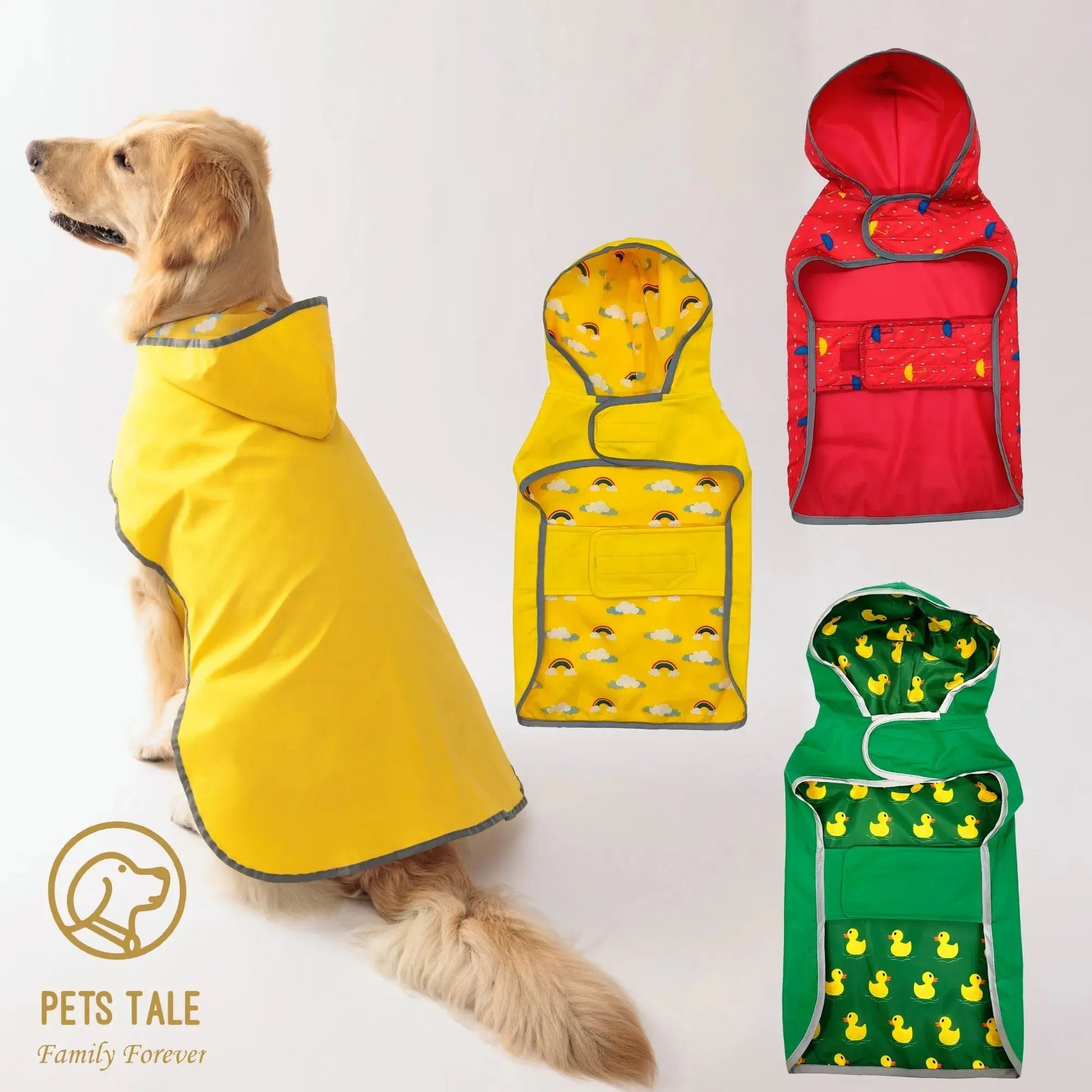 All Weather Dog Raincoat – Dual-Sided Waterproof with Velcro Closure PawsMagics