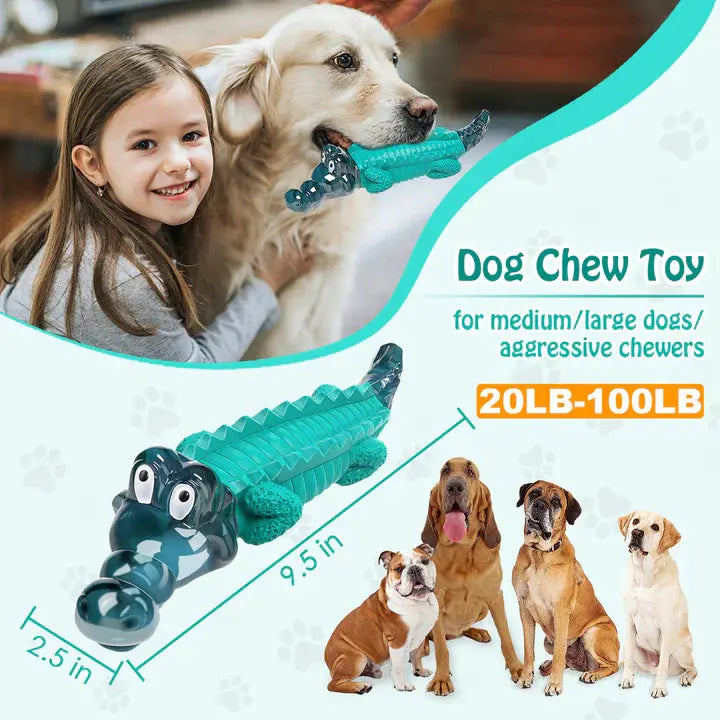 Blue Alligator Dog Chew Toy For Aggressive Chewers PawsMagics