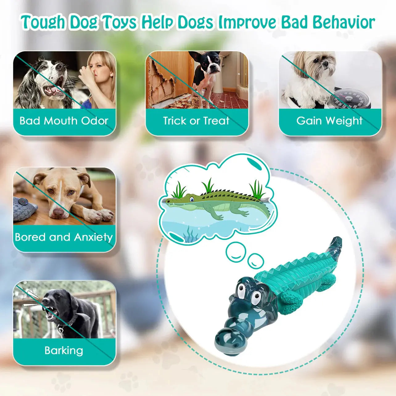 Blue Alligator Dog Chew Toy For Aggressive Chewers PawsMagics