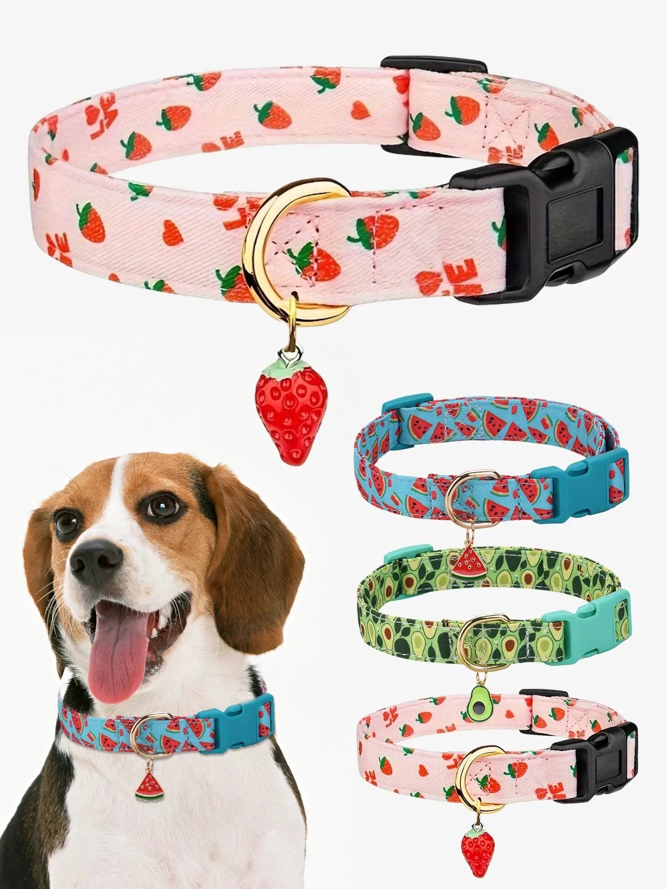 Fruit Pattern Dog Collar with Metal Pendant – Stylish & Comfortable PawsMagics