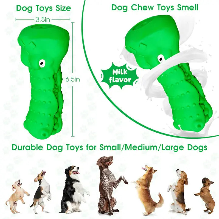 Green Rubber Alligator Head Dog Chew Toy For Aggressive Chewers PawsMagics