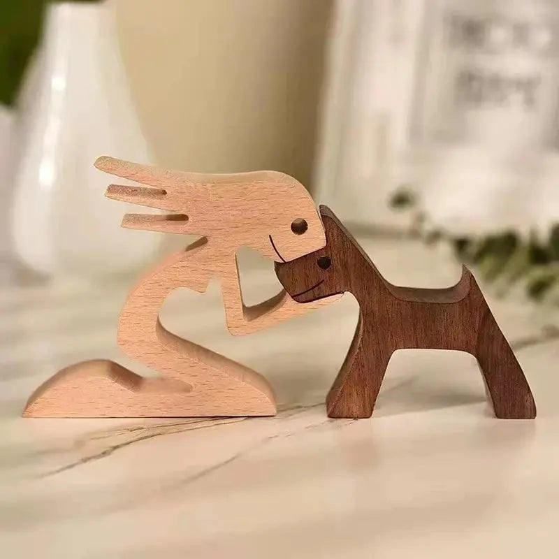 Handcrafted Wooden Puppy Dog Figurine – Gift & Home Decoration PawMoon