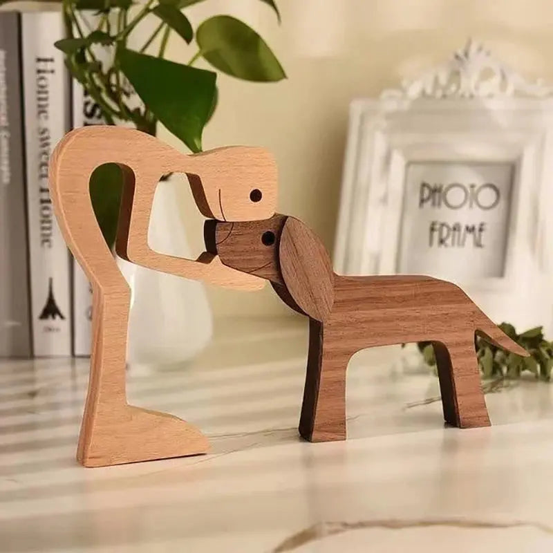 Handcrafted Wooden Puppy Dog Figurine – Gift & Home Decoration PawMoon