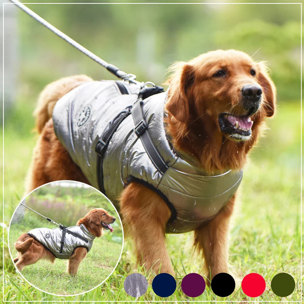 Waterproof Winter Jacket with Built-in Harness - PawsMagics