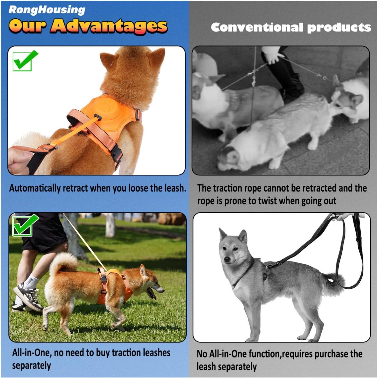 Dog Harness and Retractable Leash Set All-in-One - PawsMagics