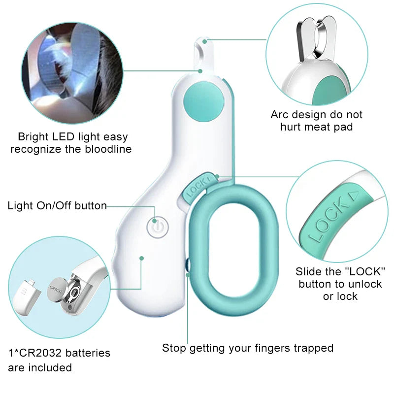 Dog Nail Clippers With LED Light - PawsMagics