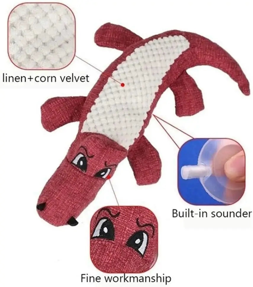 Squeaky crocodile plush for aggressive chewers🐾 - PawsMagics