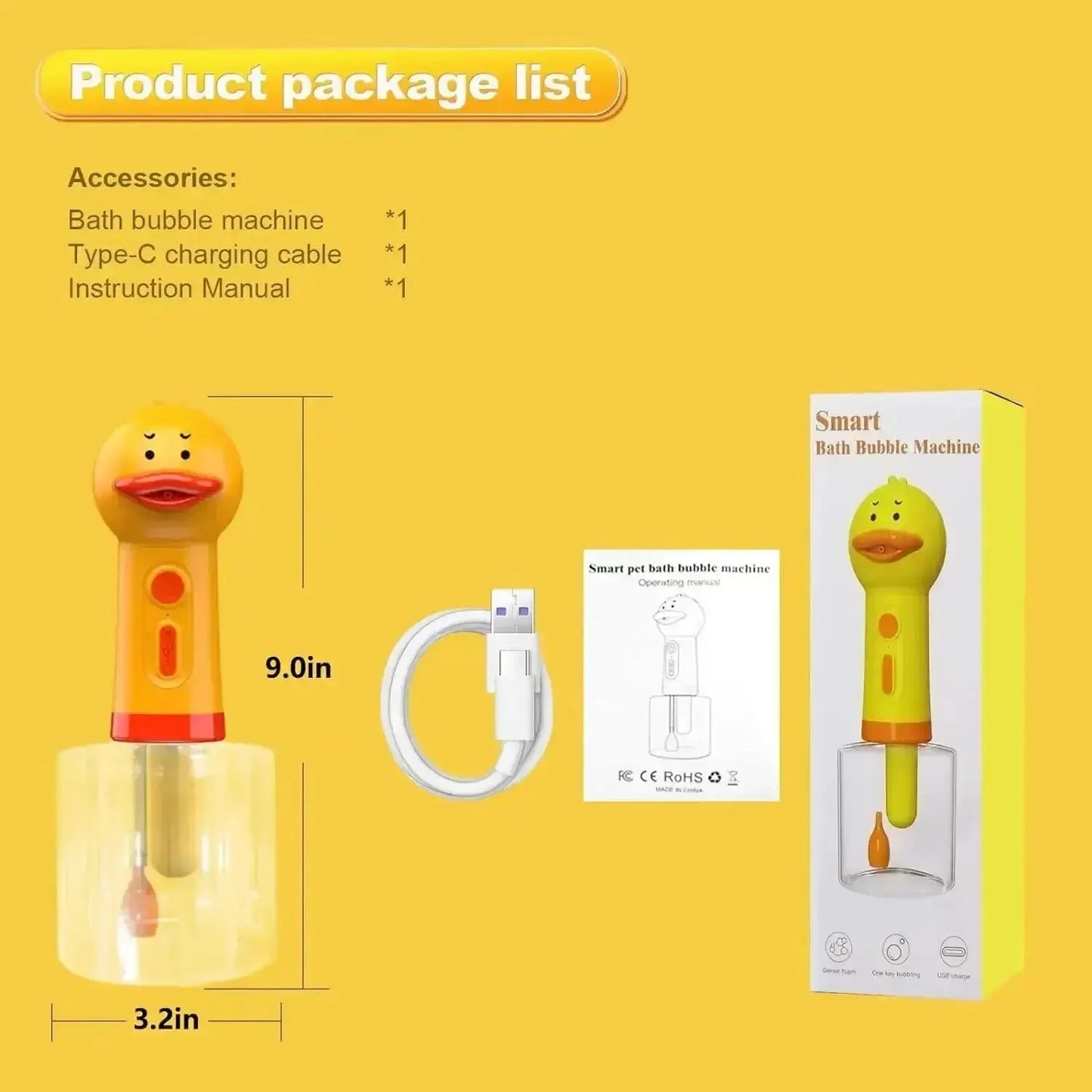 Yellow Duck Electric Foam Machine – USB Automatic Soap Dispenser PawMoon